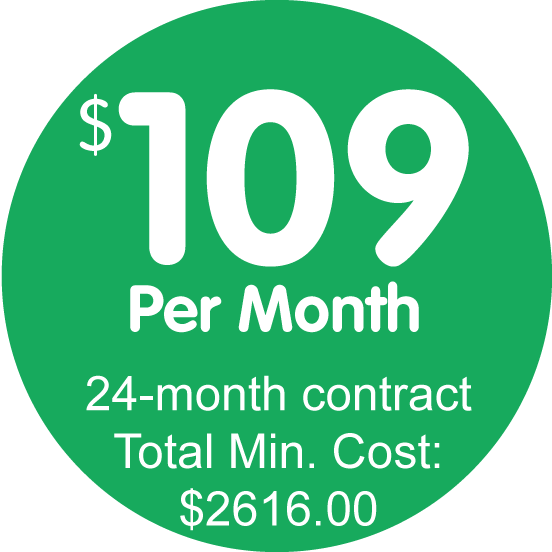 $99.00 per month. 24-Month contract. Total Minimum Cost: $2376.00